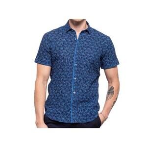 NEW EIGHT X triangle seersucker short sleeve shirt in navy